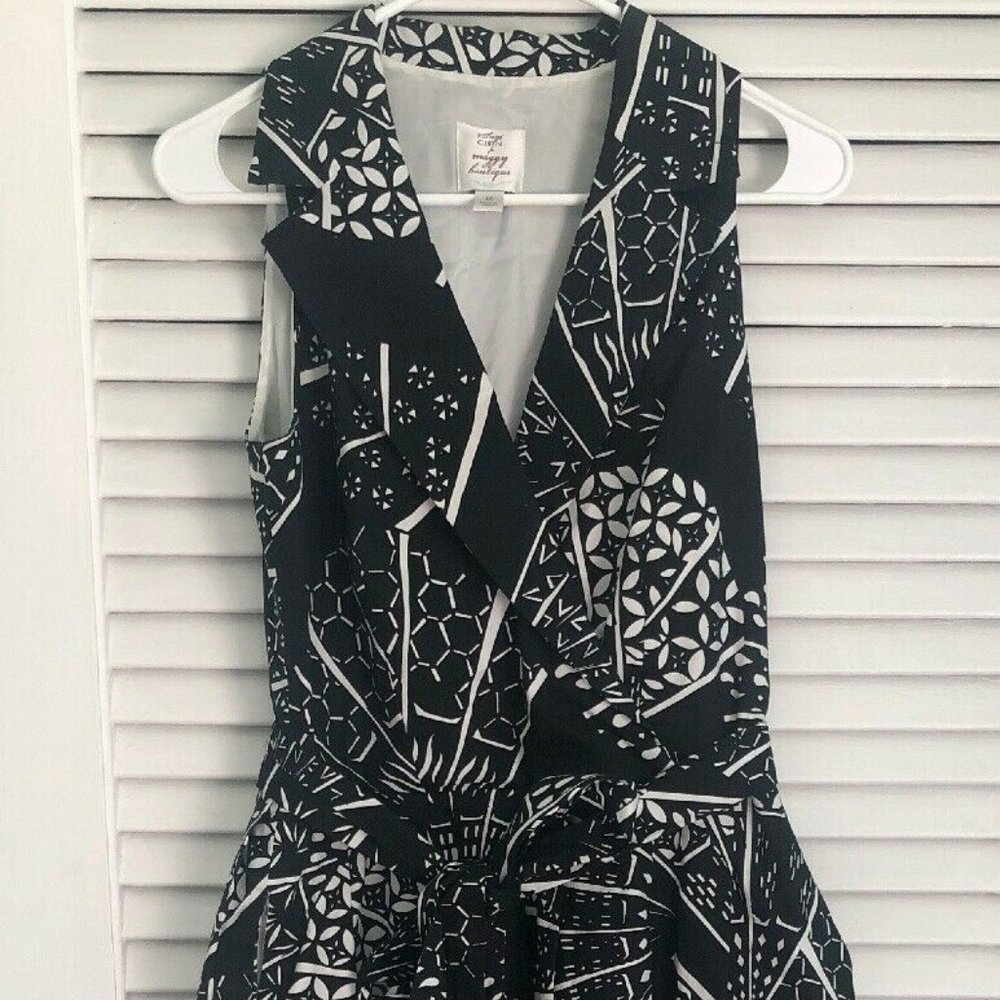 Suze Chen Maggy Boutique Womens Black White Belted
